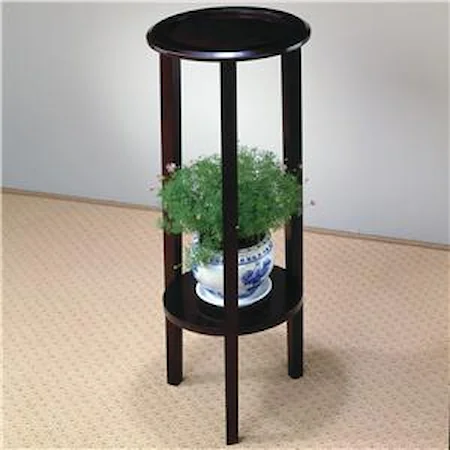 Round Plant Stand Table with Bottom Shelf